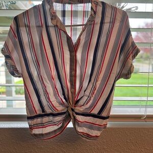 Striped Button-Up Women's Top